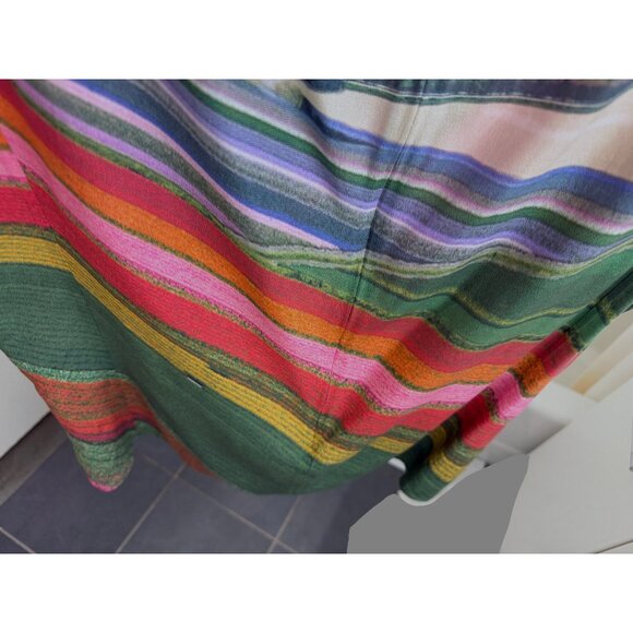 Akris Tulip Farm Flower Field Tank Top Silk Stripe Rainbow Floral Blouse 12 - Picture 11 of 13